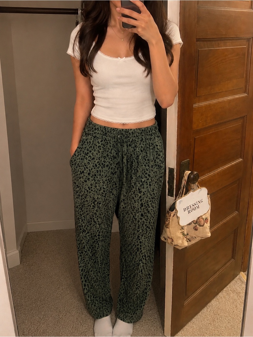 Green cheetah print pants